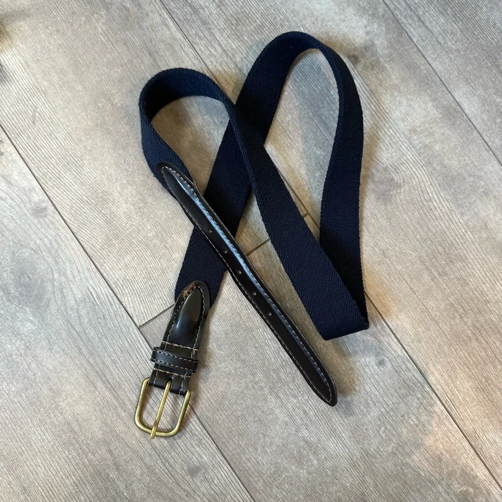 Vintage Belt Men's Navy and Brown Leather Belt Size 36